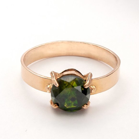 Rare Vintage Demantoid Garnet 14K Gold Ring, 1.74 cts, Size 6, Appraisal $4200 - Picture 4 of 9